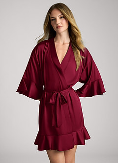 front Ruffled Satin Robe