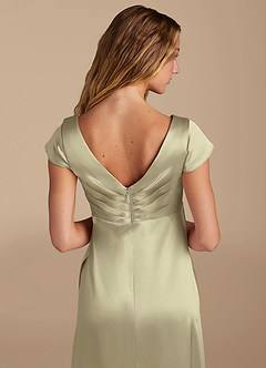 Azazie Allessia Brautjungfernkleider für Schwangere A-Linie Metallischer Satin Bodenlänge Kleid image6