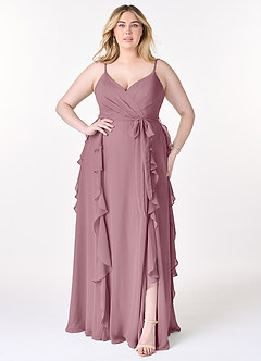 Azazie Peyton Bridesmaid Dresses Vintage Mauve A-Line Ruched Chiffon Dress image7