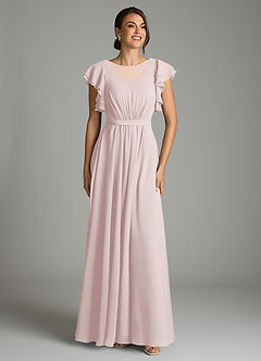 Azazie Daphne Modest Bridesmaid Dresses A-Line Ruffled Chiffon Floor-Length Dress image1