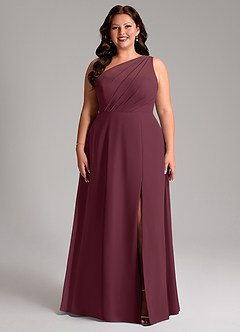 Azazie Phaedra Bridesmaid Dresses Cabernet A-Line One Shoulder Chiffon Dress image7