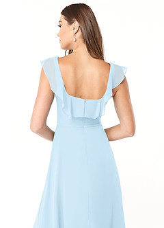 Azazie Jinny Bridesmaid Dresses Sky Blue A-Line Square Neckline Ruched Chiffon Dress image6