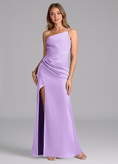 Azazie Eren Bridesmaid Dresses Lilac Mermaid One Shoulder Stretch Satin Dress image1