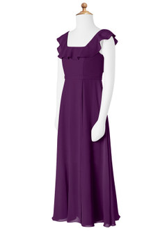 Azazie Jinny Junior Grape A-Line Ruched Chiffon Dress image6