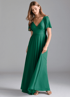 Azazie Kimber Schlussverkauf A-Linie mit Taschen Gittergewebe Kleid Smaragd image4