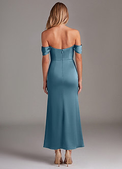 Azazie Saige Abiti da Damigella Abito Sirena in Raso Elasticizzato a Spalla Scoperta Bermuda image8