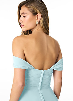 Azazie Kaitlynn Abiti da Damigella Abito Convertibile Impero in Chiffon Increspato Sea Glass image6