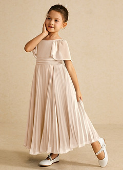 Azazie Bun Bun Flower Girl Dresses White Alabaster A-Line Pleated Chiffon Dress image4