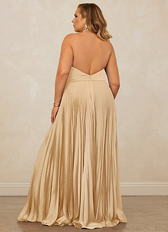 Christian Siriano Bridal for Azazie 1007 Bridesmaid Dresses Gold A-Line Pleated Stretch Satin Dress image11
