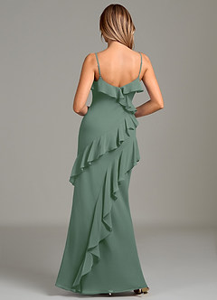 Azazie Danny Bridesmaid Dresses Eucalyptus Mermaid Ruched Chiffon Dress image2