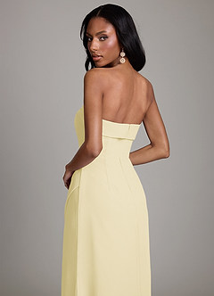 Azazie Aretha Bridesmaid Dresses Lemon Sorbet A-Line Strapless Chiffon Dress image4