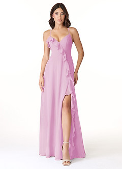 Azazie Tarni Bridesmaid Dresses Candy Pink A-Line Chiffon Dress image1