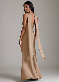 Azazie Saylor Brudtärnklänningar Klä av Sjöjungfru i Stretch Satin Axelbandslös Taupe image8