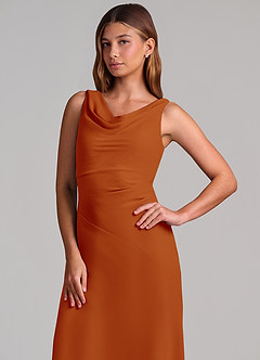 Azazie Nerine Brudtärnklänningar Klä av A-Linje i Chiffong Plisserad Paprika image6