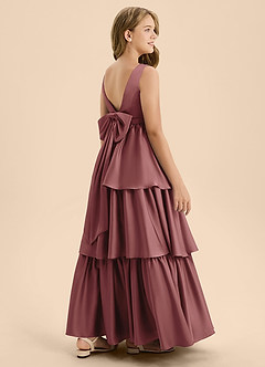 Azazie Meadowyn Junior Amethyst A-Line Bow Stretch Satin Dress image6