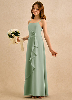 Azazie lolly Girls Formal Flower Girl Dresses Dusty Sage A-Line Pleated Chiffon Dress image1