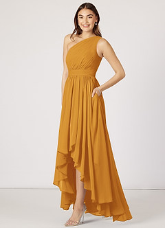 Azazie Mathilda Bridesmaid Dresses A-Line One Shoulder Chiffon Asymmetrical Dress image3