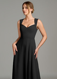 Azazie Gwendolyn Bridesmaid Dresses Black A-Line Sweetheart Neckline Chiffon Dress image6