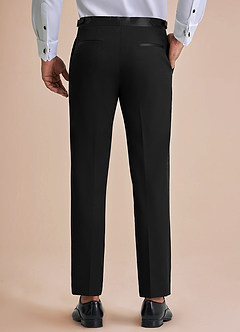 front Classic Negro Pantalones de esmoquin con solapa de pico