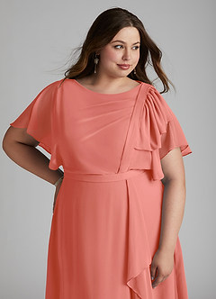 Azazie Aaliyah vestidos de dama de honor modestos Vestido Corte en A Plisado Scoop Hasta el suelo Gasa image11