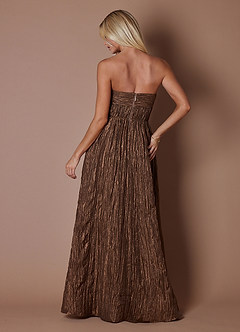 Effie Maxi Klänning Metallisk Brun image2