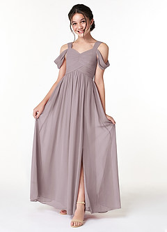 Azazie Lianne Junior Dusk A-Line Off the Shoulder Chiffon Dress image1