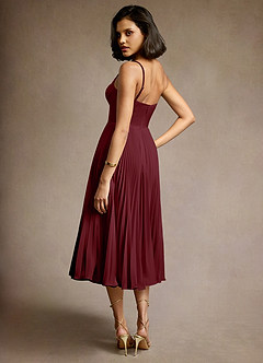 Emma Wine Pleated Midi Dress image5