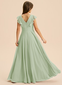 Azazie Anysa Junior Robe Trapèze en Mousseline de soie Rayé Vert Sauge image2