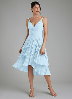 Azazie Rosa Bridesmaid Dresses Sky Blue A-Line Pleated Chiffon Dress image4