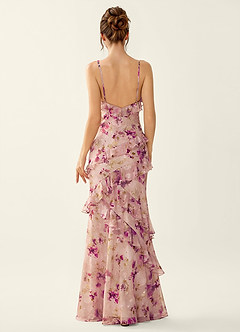 Rosabelle Mauve Floral Lace V-neck Open Back Mermaid Prom Dress image2