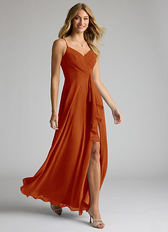 Azazie Akita Bridesmaid Dresses Paprika A-Line Chiffon Dress image2