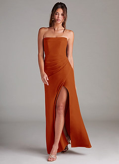 Azazie Leonis Bridesmaid Dresses Paprika Sheath Strapless Chiffon Convertible Dress image7