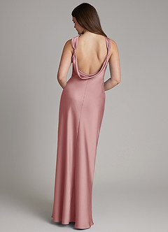 Azazie Dimitra Robes de demoiselle d'honneur Robe Trapèze en Satin extensible Plissée Rose Poussiéreuse image7