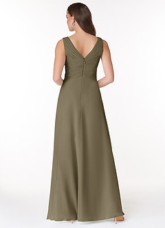 Azazie Flora Brautjungfernkleider A-Linie Plissee Chiffon Kleid Weidengrün image2