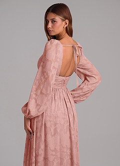 Azazie Norah Jurken voor bruidsmeisjes Jurk van Bloemen Burn-out met A-Lijn Lange mouw Rozet image2