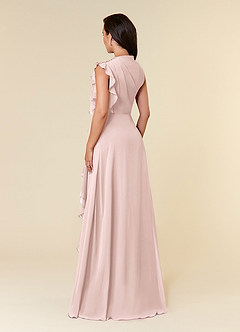 Azazie Narine vestidos de madre de la novia Vestido Rosa Rubor de Gasa de Corte en A con Cuello alto plisado image4