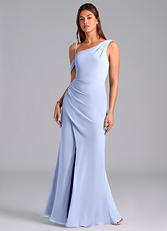 Azazie Madelyn Bridesmaid Dresses Ice Mermaid Off the Shoulder Chiffon Convertible Dress image4