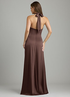 Azazie Nicole Bridesmaid Dresses Ganache A-Line Stretch Satin Dress image2