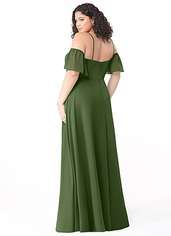 Azazie Sue Jurken voor bruidsmeisjes Converteerbaar Jurk van Chiffon met A-Lijn Off the Shoulder Olijf image10