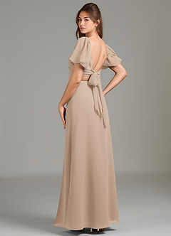 Azazie Phylicia Bridesmaid Dresses Taupe A-Line Bow Chiffon Dress image5