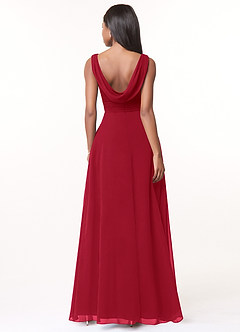 Azazie Karina Bridesmaid Dresses Scarlet A-Line Pleated Chiffon Dress image2