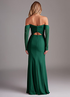 Azazie Hallie Bridesmaid Dresses Emerald Mermaid Long Sleeve Chiffon Dress image8