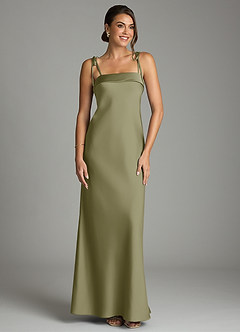 Azazie Ellia Brudtärnklänningar Klä av Tubklänning i Stretch Satin Rosett Pistasch image1