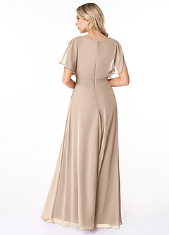 Azazie Aaliyah vestidos de dama de honor modestos Vestido de Corte En A Plisado Scoop Hasta el suelo Gasa image2