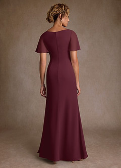 Azazie Suffolk Moeder van de bruid jurken A-Lijn Jurk van Chiffon Geplooid Cabernet image3