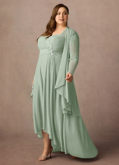 Azazie Anne vestidos de madre de la novia Vestido de Salvia Polvorienta de Encaje de Recto con Corazón Lentejuelas image13