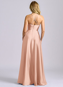 Azazie Truce Bridesmaid Dresses Rose Gold A-Line Stretch Satin Dress image2