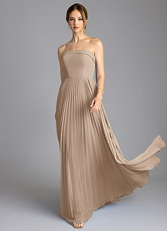 Azazie Mariana Bridesmaid Dresses Taupe A-Line Strapless Chiffon Dress image3