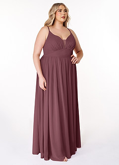 Azazie Rayna Bridesmaid Dresses Sangria A-Line V-Neck Pleated Chiffon Dress image10