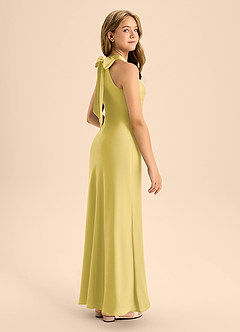 Azazie Doretta Junior Robe Sirène en Satin extensible Plissé Canari image1